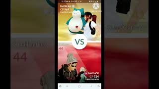 Machop VS Slaking & Snorlax in Handicap Gyms Battle on Pokemon Go