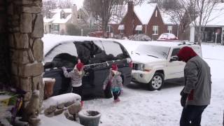 Playing in the snow with dad