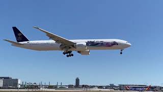 Saudia Arabian Airlines “E Grand Prix Livery” Boeing 777-300ER landing at KLAX runway 24R