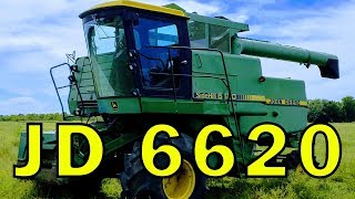 Staring John Deere 6620 Sidehill Combine and Inspecting Corn and Sukup Grain Bin Construction