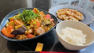 初秋简单日式家庭料理｜葱香蔬菜鸡块｜梅香莲藕