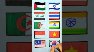 Wrong ❌ Israel 🇮🇱 VS Right Palestine 🇵🇸 support countries flag drawing#palestine#shorts