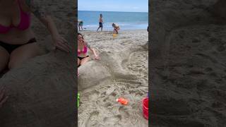 Family Sand Sculpture DESTROYED by water on Beach!