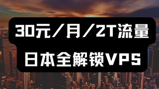 非国内直连落地机，流媒体解锁非常nice，30元/2T/日本解锁机