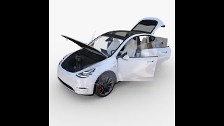 Tesla Model Y AWD White with interior and chassis 3D Model