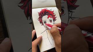 tanjiro drawing 😄👀 || anime drawing || demon slayer #shorts #anime ##dragonball