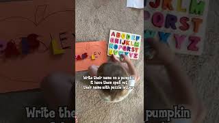 pumpkin name activity #kidsactivities #sensoryplay #toddlerlife #toddlers #toddlerlearning