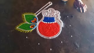 Gokulastami 5*3beautiful easy flowerkolam/krishnaJayanti traditionaleasyrangoli/gokulramyakolangal