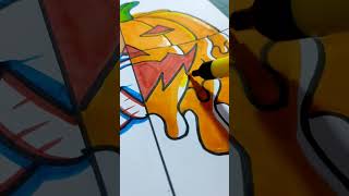 Drip Art : Drawing Pumpkin in different art styles...........#shorts #art #fyp #viral