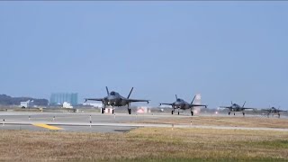 비질런트 스톰 국내훈련에 참가한 미군 F-35B, FA-18 전투기 이륙 영상