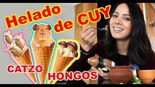 HELADO DE CUY !! GUINEA PIG ICE CREAM !catzos y hongos silvestres (callampas)