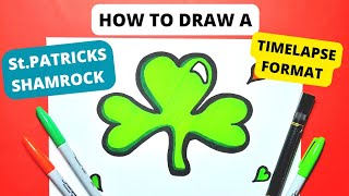 How to Draw a Saint Patricks Shamrock in Timelapse Format to draw + colour along with.