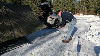 Coleman Cabin Tent Setup (Clip 4 of 4) Slip Knots help Adjust Tarp Ropes..Then Camera Froze - Part 5