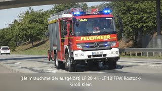 [Heimrauchmelder ausgelöst] LF 20 + HLF 10 FFW Rostock-Groß Klein