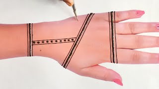 लाइन लगाकर लगाए सबसे आसान मेंहदी डिजाइन | back hand mehndi design