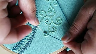 Hand embroidery of a beautiful and easy round neckline pattern