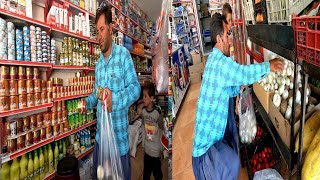 Buying fruits and food for the family by a caring and kind father