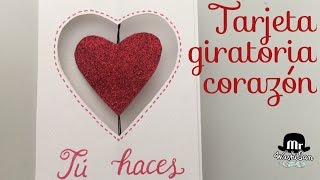 Tarjeta giratoria corazón para San Valentín - spinner card