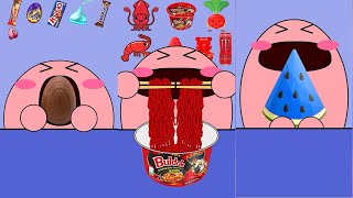 Kirby Animation - Eating Chocolate Bar, Emoticon Color Food, Big Watermelon Mukbang Complete Edition