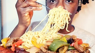 INDOMIE NOODLES MUKBANG ASMR NOODLES EATING | STIR FRIED BEEF AND VEGETABLES | SAUSAGES