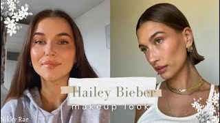 Recreating Hailey Bieber's Minimalist Makeup Look | natural and glowy