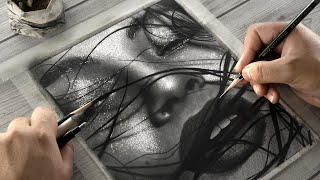 Drawing Hyper Realistic WET Face Portrait!