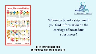 MEO Class 4 Oral | on board a ship find information on hazardous substances? | @_samudramanthan_