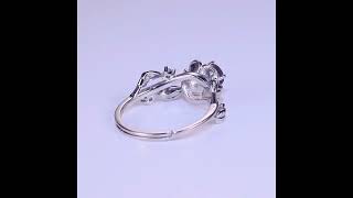 Alexandrite Wedding Rings,  Silver Flower Ring, June Birthstone Jewelry