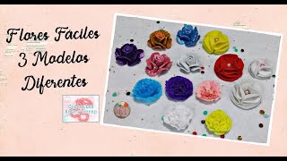 3 FLORES FÁCILES - EN PAPEL CREPE-PAÑO LENCI (FIELTRO)-GOMA EVA CON BRILLO - CERECITAS  ARTE Y SCRAP