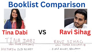 Tina Dabi VS Ravi Sihag Booklist for UPSC CSE | UPSC TOPPER Booklist