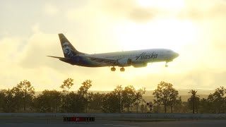 B737 MAX Alaska, We Race at Sunrise, Ben Gurion Airport, Tel Aviv, Amazing Scenes