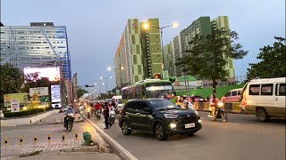 Traffic in Phnom Penh city, Cambodia 2022