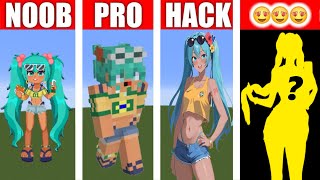 NOOB vs PRO vs HACKER vs GOD Brazilian Miku in Minecraft PixelArt