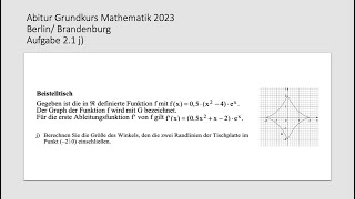 Abitur Mathematik Grundkurs 2023 Berlin/Brandenburg Aufgabe 2.1 j)