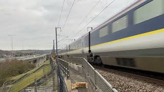 Eurostar Class 373 High Speed pass at Medway Viaduct