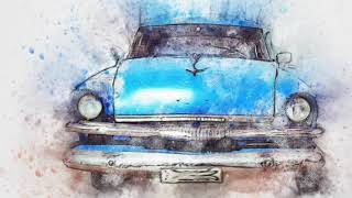 Old Blue Car Motion Background