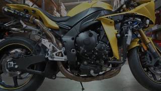 Yamaha R1 2009 Cross-plane being fitted with the new TBR Full System Exhaust and dyno'ed