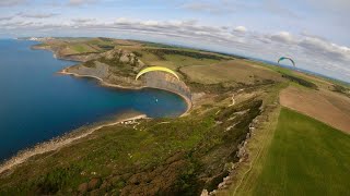 Paragliding St Alban’s Head, Dorset, UK.