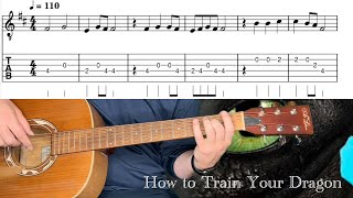 Test Drive | How to Train Your Dragon | Very EASY Fingerstyle Guitar Tutorial | SHEET + TAB