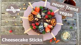 Cheesecake Stick / Käsekuchen am Stiel / veganer Käsekuchen / Caketrend glutenfrei backen mit Nadine