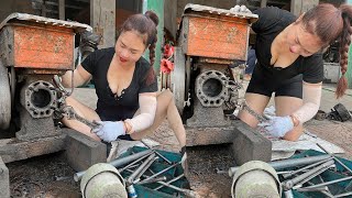 Genius repair girl: Help the shop owner repair the tractor - replace engine parts