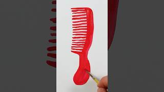 Red Hair Comb Painting! Art for Kids  #shorts #painting #art #shortsvideo