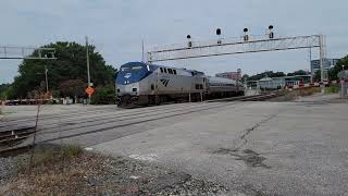 Amtrak #80 Carolinian departs Raleigh Union Station on August 15th 2021 at 10:15AM on a sunny day.