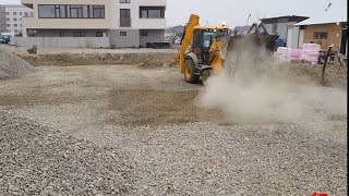 JCB 3CX Backhoe Loader - Mixing and Leveling Two Kinds of Stone,