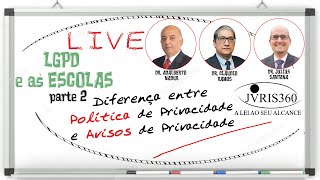 LGPD e as escolas - DIFERENÇA ENTRE POÍTICA DE PRIVACIDADE E AVISOS DE PRIVACIDADE