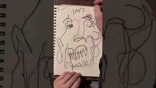 Daily Faces Challenge: Day 280/365 - Blind Contour Charcoal Sketch | Quick Art Timelapse #art