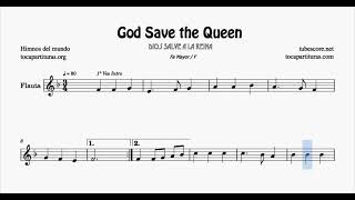 God Save The Queen Partitura  de Flauta Dulce Fa Mayor Tonalidad fácil