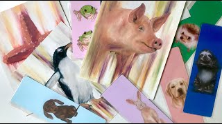 Artist Vlog/Studio Vlog - Painting a Pig, Little Mini Paintings and Bookmarks