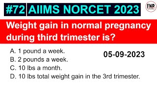 AIIMS NORCET 2023: Complete Exam Preparation with Question & Answers #72