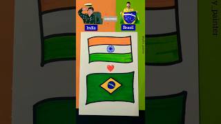 Indian flag 🇮🇳 + Brazil flag 🇧🇷 ~ Independence day drawing ~ How to draw Indian flag #flag #shorts